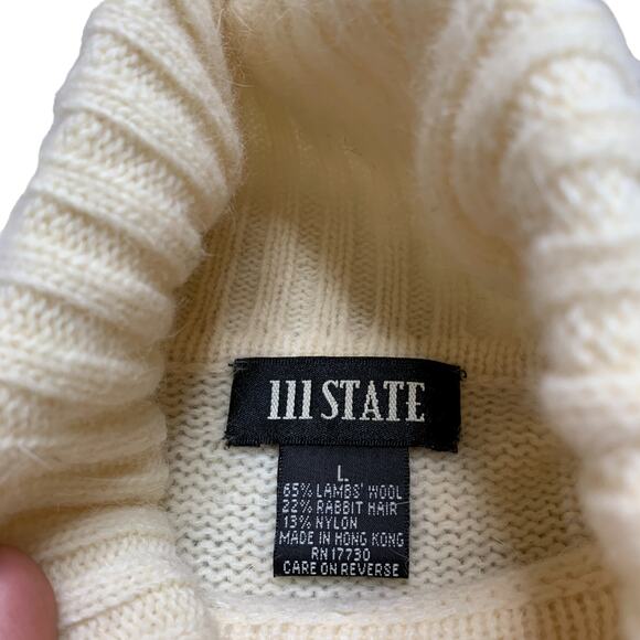 111 State Snowflake Cream Turtleneck Wool Knit Sweater Large - Picture 3 of 4